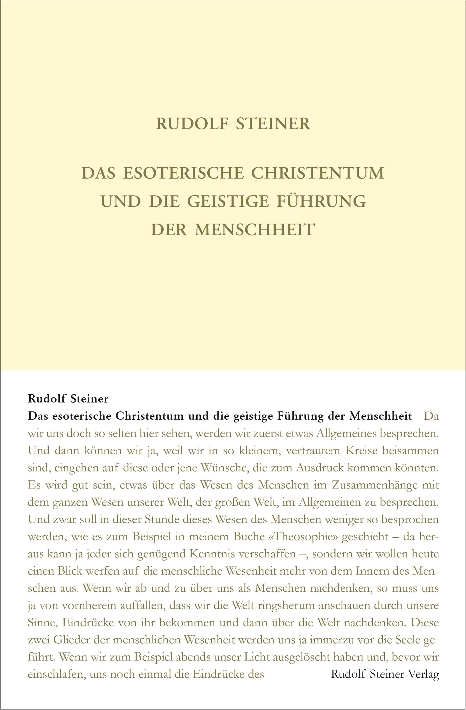 Das esoterische Christentum und die geistige Führung der Menschheit