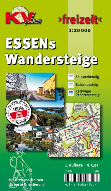 ESSENs Wandersteige, KVplan, Wanderkarte/Zollvereinsteig/Baldeneysteig/Kettwiger Panoramasteig, 1:20.000