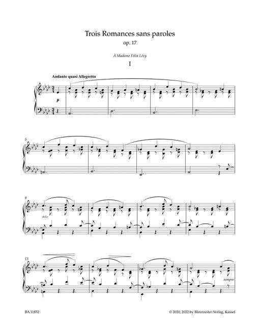 Trois Romances sans paroles für Klavier op. 17