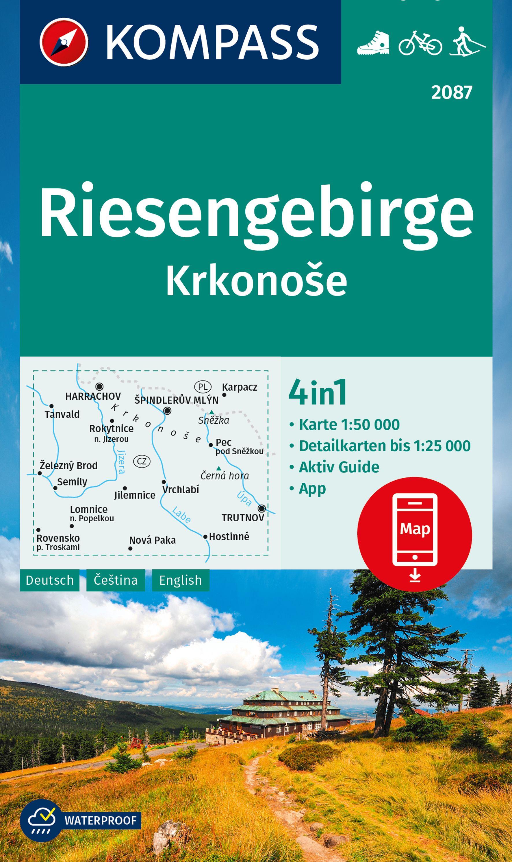 KOMPASS Wanderkarte 2087 Riesengebirge, Krkonose 1:50.000