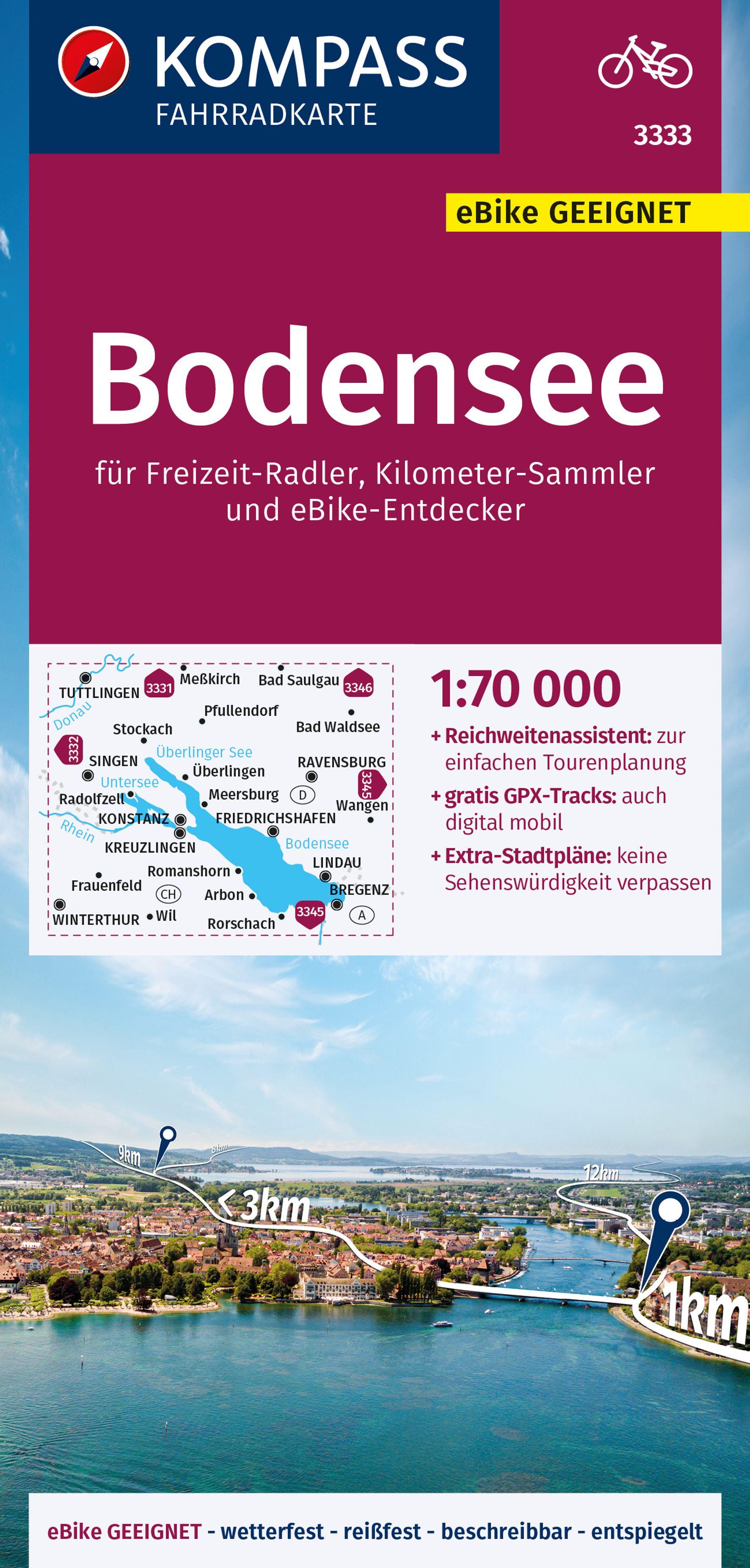 KOMPASS Fahrradkarte 3333 Bodensee 1:70.000