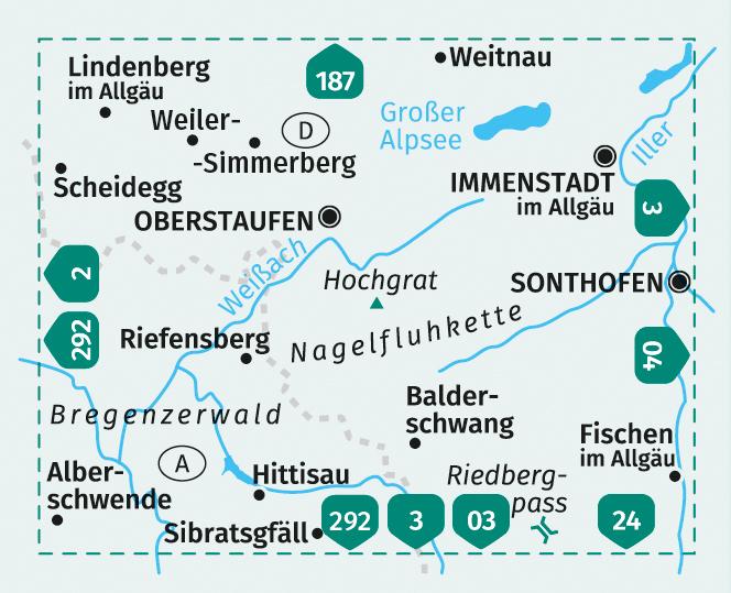 KOMPASS Wanderkarte 02 Oberstaufen, Immenstadt im Allgäu 1:25.000