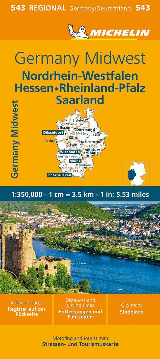 Germany Midwest - Michelin Regional Map 543 1:350 000