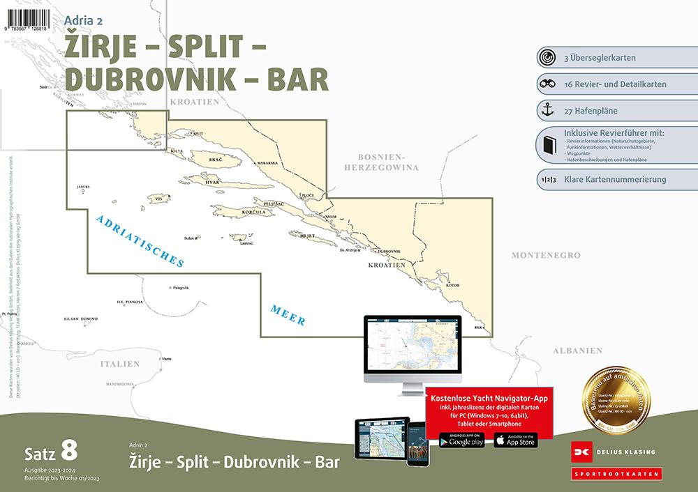 Sportbootkarten Satz 8: Adria 2 (Ausgabe 2023/2024)