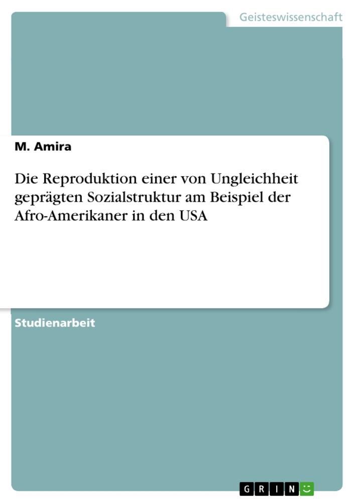 Die Reproduktion einer von Ungleichheit geprägten Sozialstruktur am Beispiel der Afro-Amerikaner in den USA