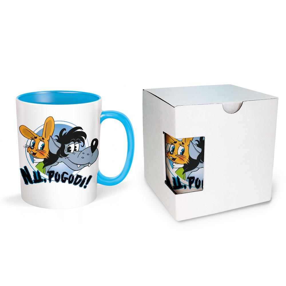 Trötsch Tasse Hase & Wolf Nu pogodi Nu pagadi Keramiktasse weiß/blau