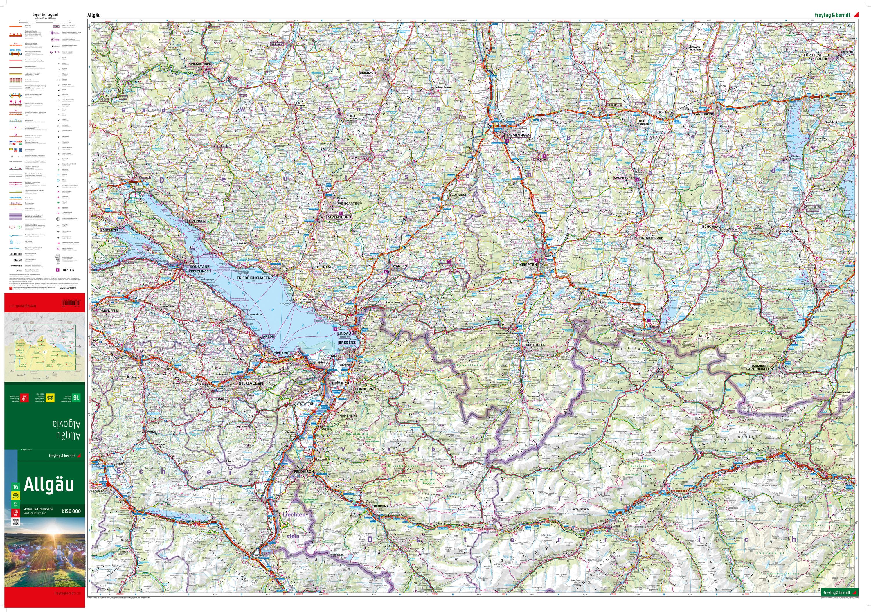 Allgäu, Straßen- und Freizeitkarte 1:150.000, freytag & berndt