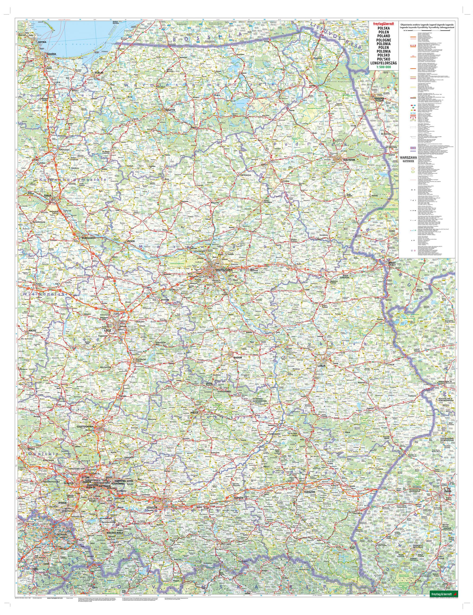 Polen, Straßenkarte 1:500.000, freytag & berndt