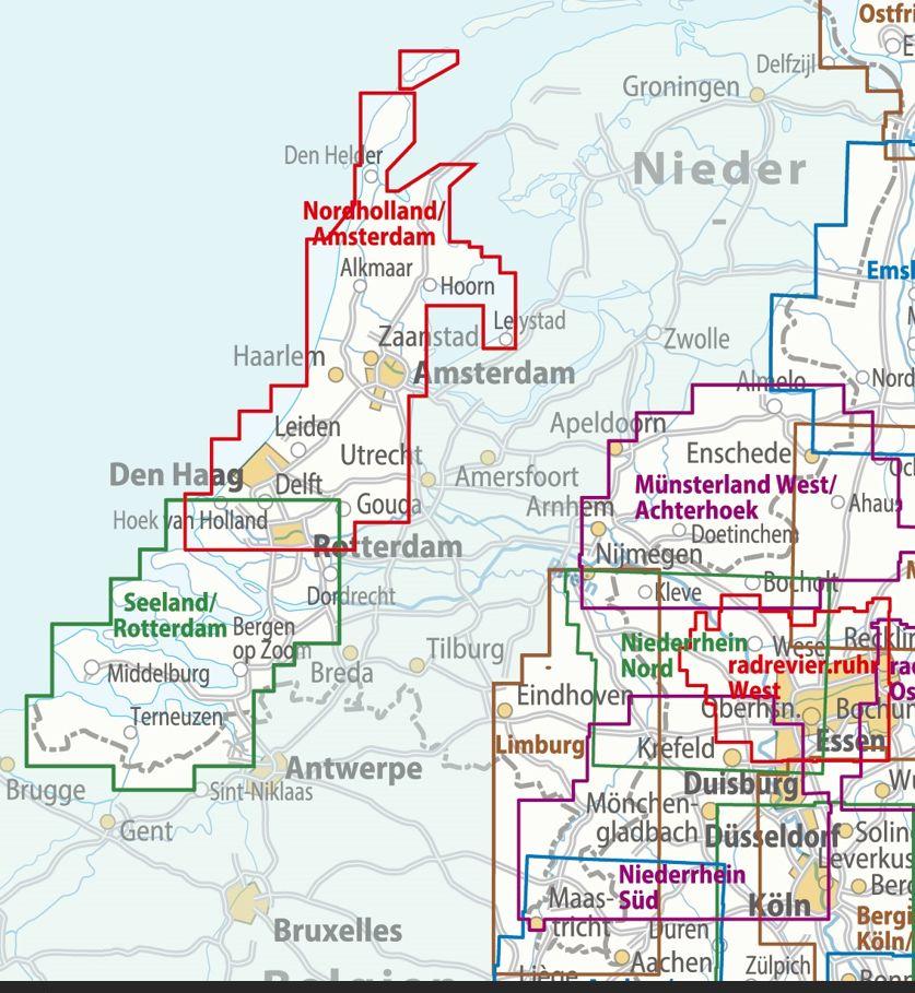 ADFC-Regionalkarte Nord-Holland Amsterdam, 1:75.000, mit Tagestourenvorschlägen und allen Knotenpunkten, reiß- und wetterfest, E-Bike-geeignet, GPS-Tracks Download