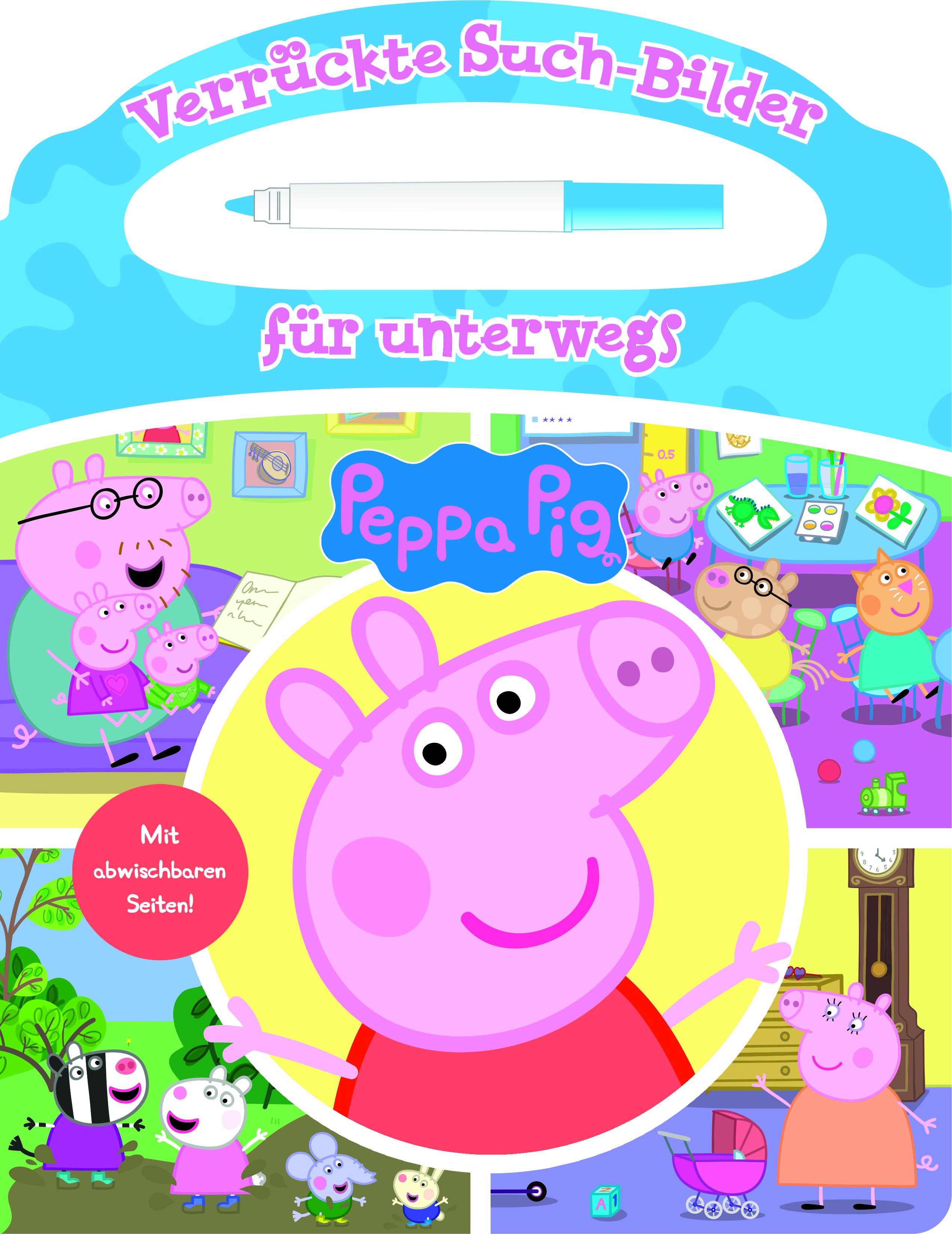 Peppa Pig - Verrückte Such-Bilder für unterwegs - Wimmelbuch - Pappbilderbuch mit Stift und abwischbaren Seiten ab 3 Jahren - Peppa Wutz