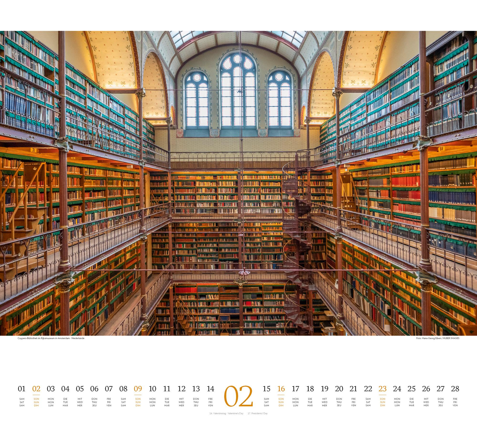 Welt der Bücher - Bibliotheken-Kalender 2025