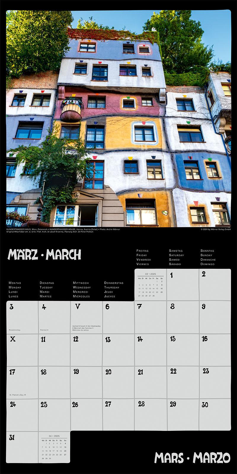 Hundertwasser Broschürenkalender Architektur 2025