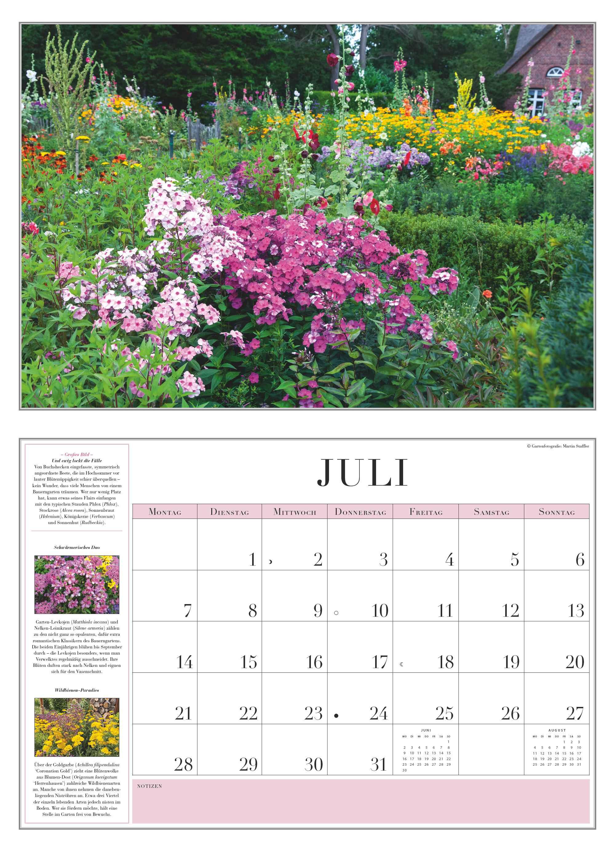 Garten-Kalender 2025 - Broschürenkalender - mit informativen Texten - mit Jahresplaner - Format 42 x 29 cm