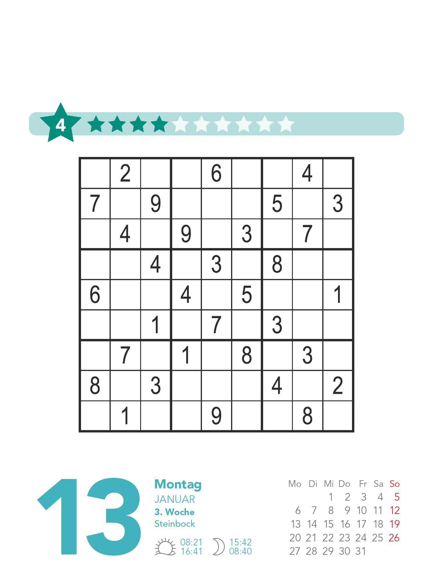 Stefan Heine Sudoku mittel bis schwierig 2025 - Tagesabreißkalender -11,8x15,9 - Rätselkalender - Knobelkalender