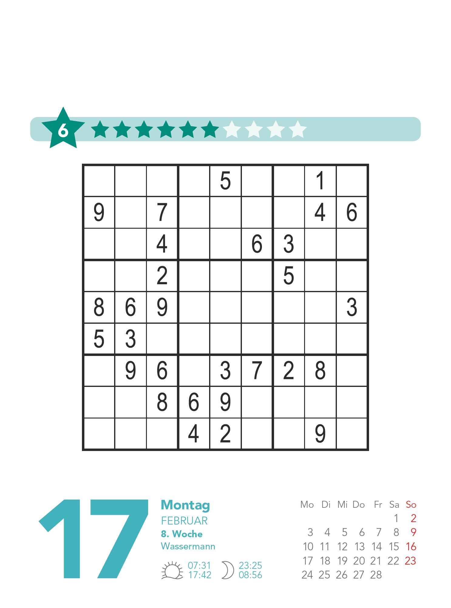 Stefan Heine Sudoku mittel bis schwierig 2025 - Tagesabreißkalender -11,8x15,9 - Rätselkalender - Knobelkalender