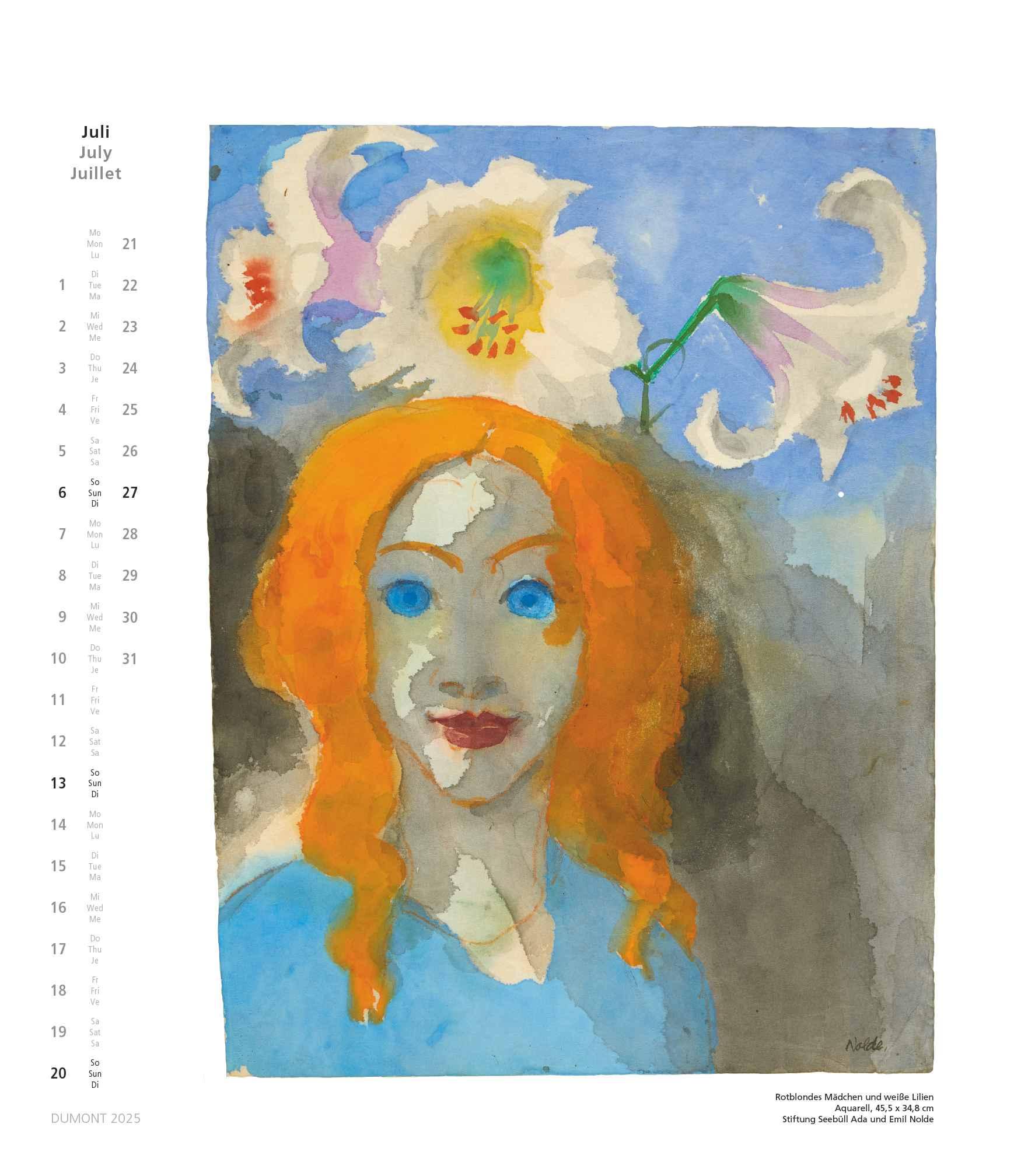 Emil Nolde 2025 - Kunstkalender - Wandkalender im Format 34,5 x 40 cm - Spiralbindung