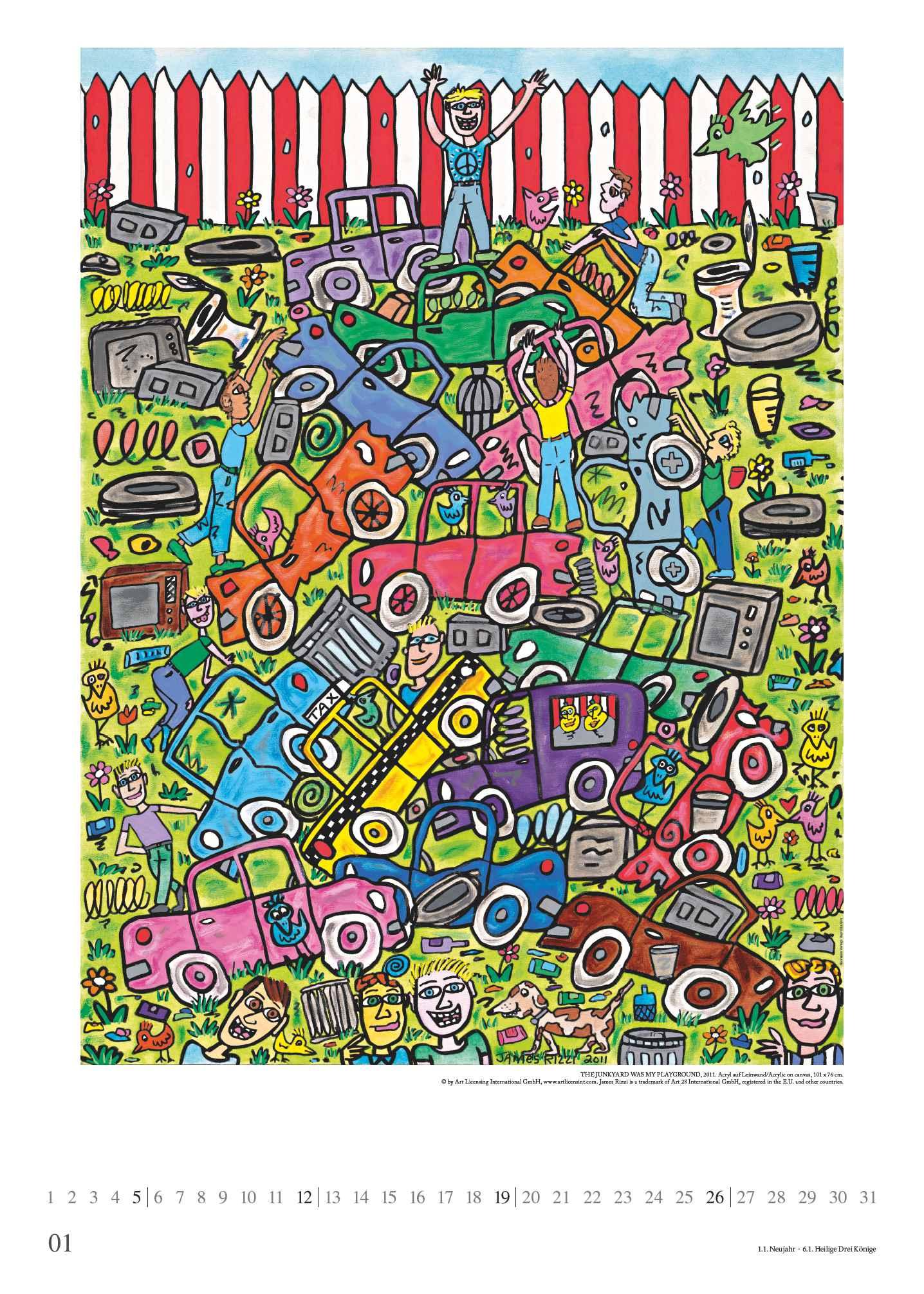 James Rizzi 2025 - Kunst-Kalender - Poster-Kalender - 50x70