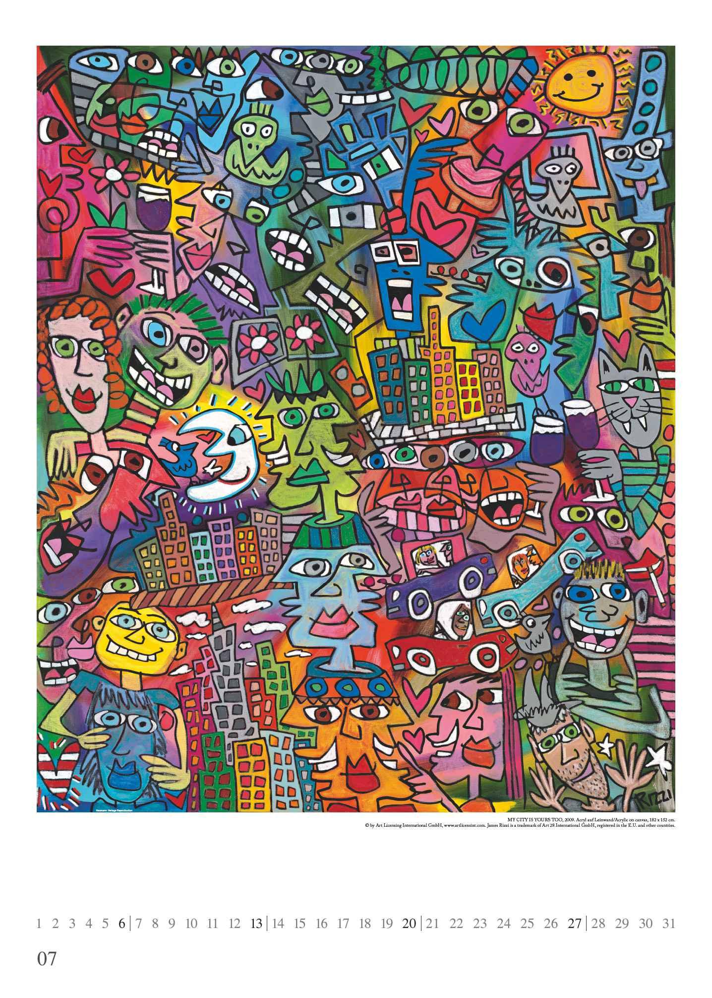 James Rizzi 2025 - Kunst-Kalender - Poster-Kalender - 50x70