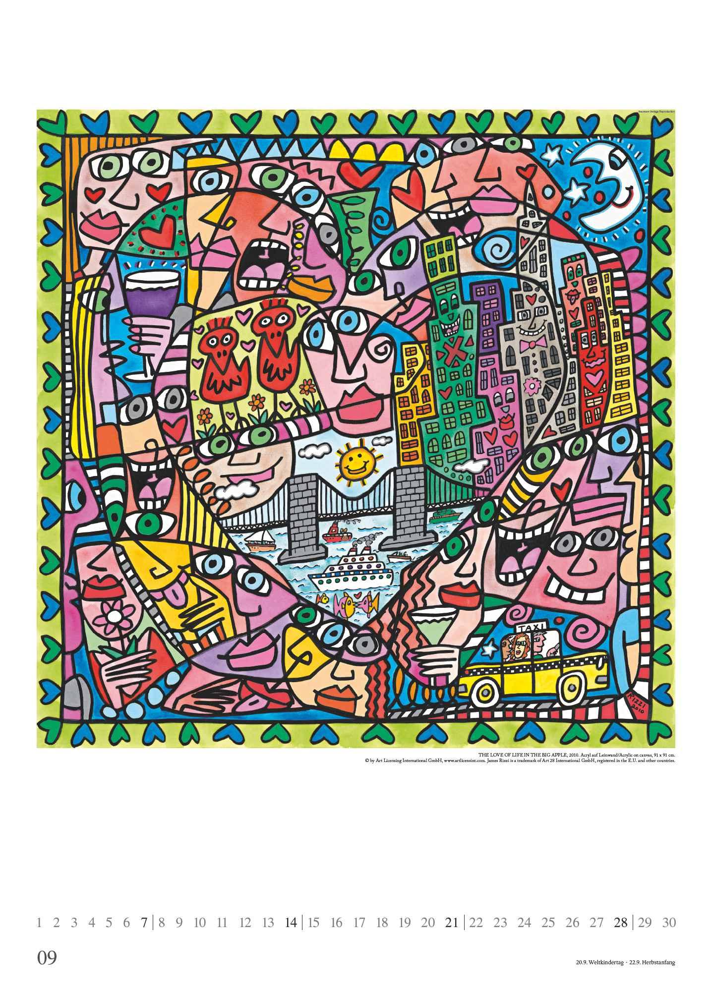 James Rizzi 2025 - Kunst-Kalender - Poster-Kalender - 50x70