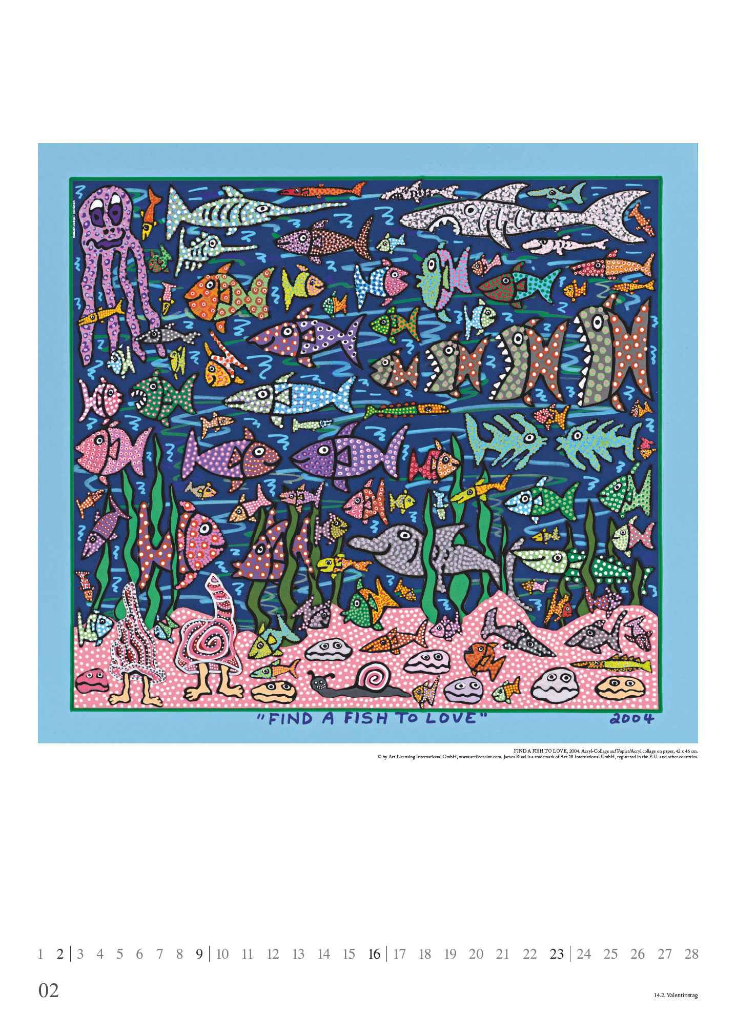 James Rizzi 2025 - Kunst-Kalender - Poster-Kalender - 50x70