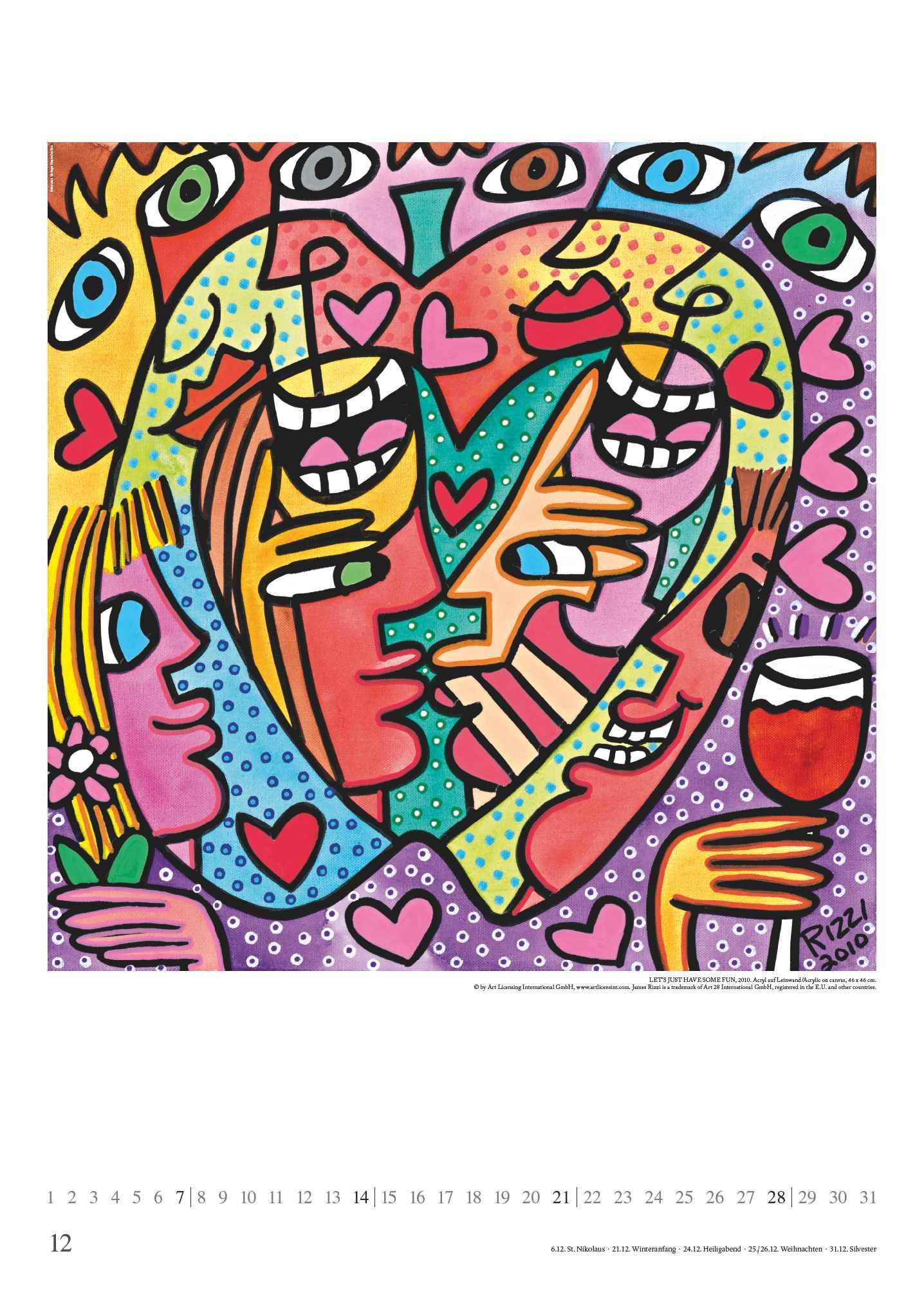 James Rizzi 2025 - Kunst-Kalender - Poster-Kalender - 50x70