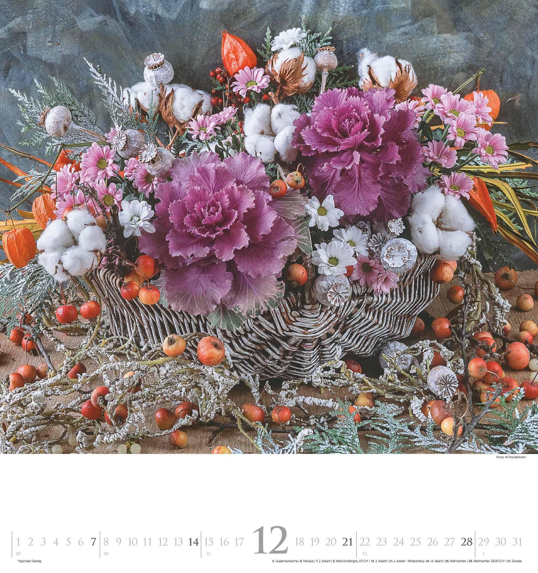 Bouquets 2025 - Foto-Kalender - Wand-Kalender - 45x48 - Blumen-Kalender