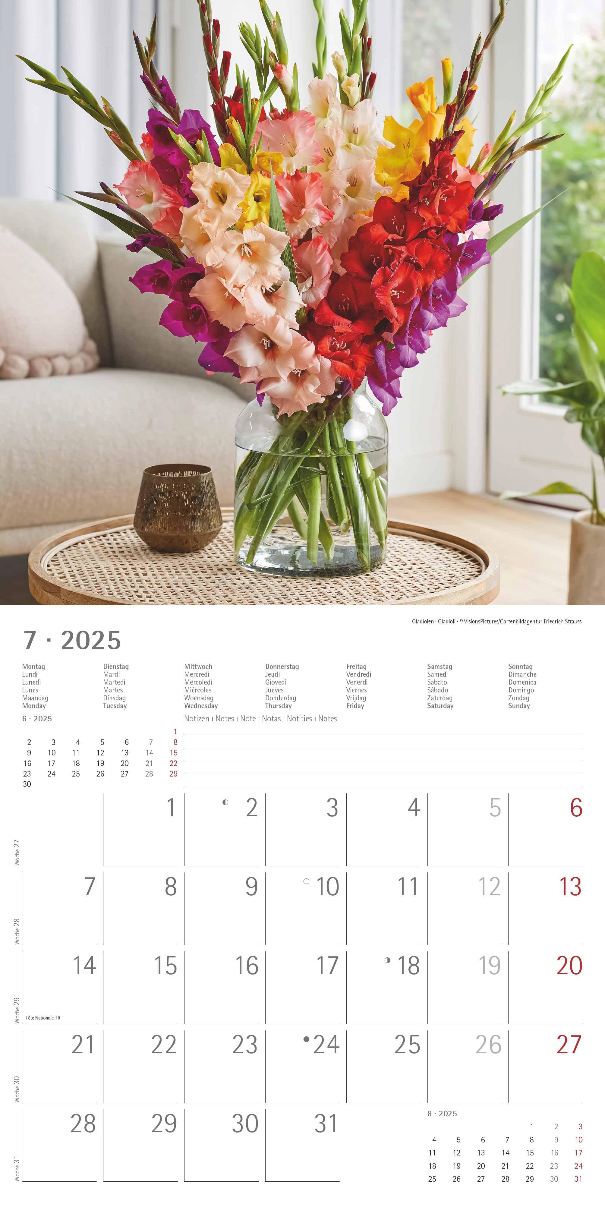 Blumen 2025 - Broschürenkalender 30x30 cm (30x60 geöffnet) - Kalender mit Platz für Notizen - Wandkalender - Wandplaner - Blumenkalender