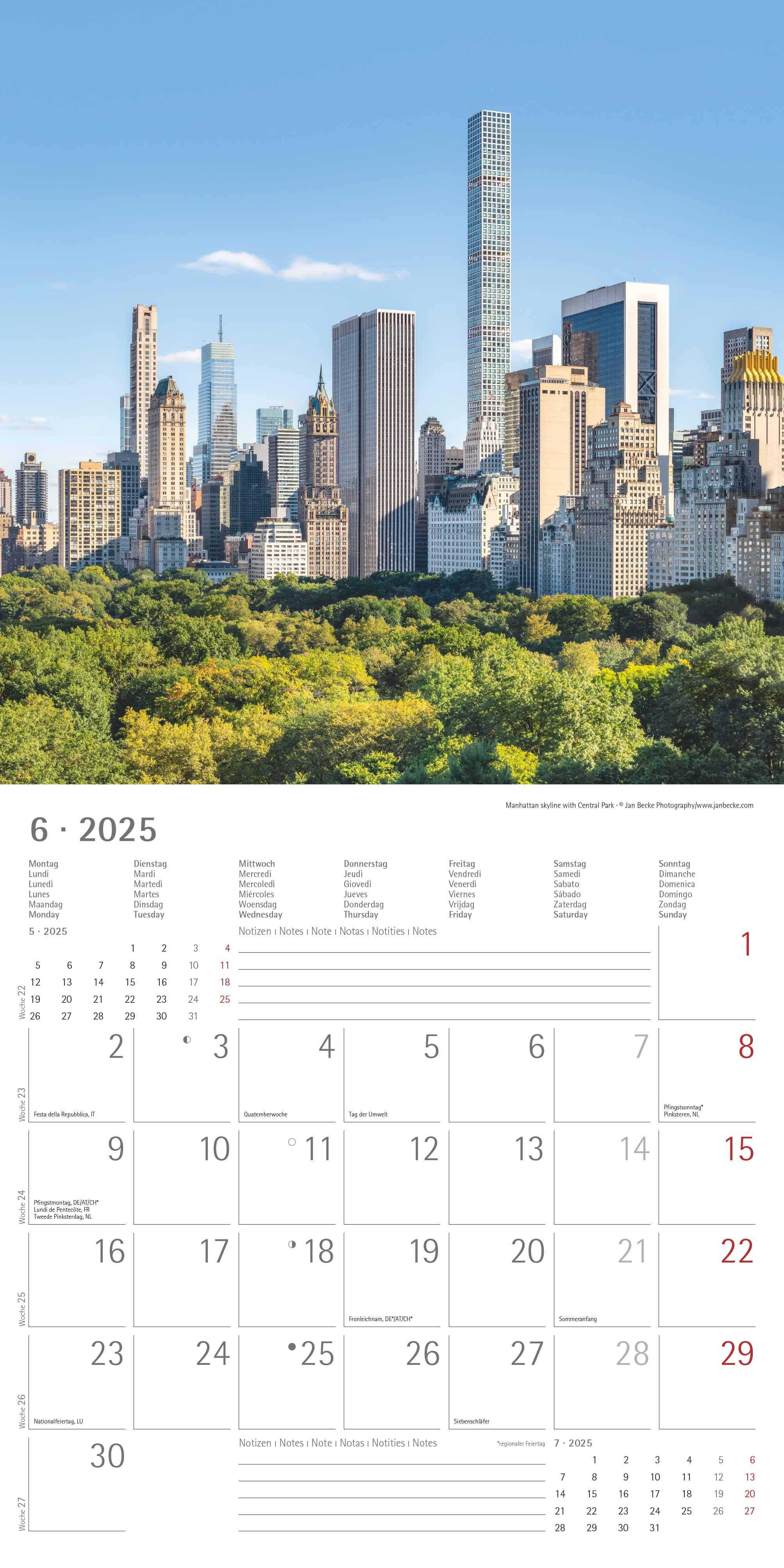 New York 2025 - Broschürenkalender 30x30 cm (30x60 geöffnet) - Kalender mit Platz für Notizen - Bildkalender - Wandplaner - Wandkalender