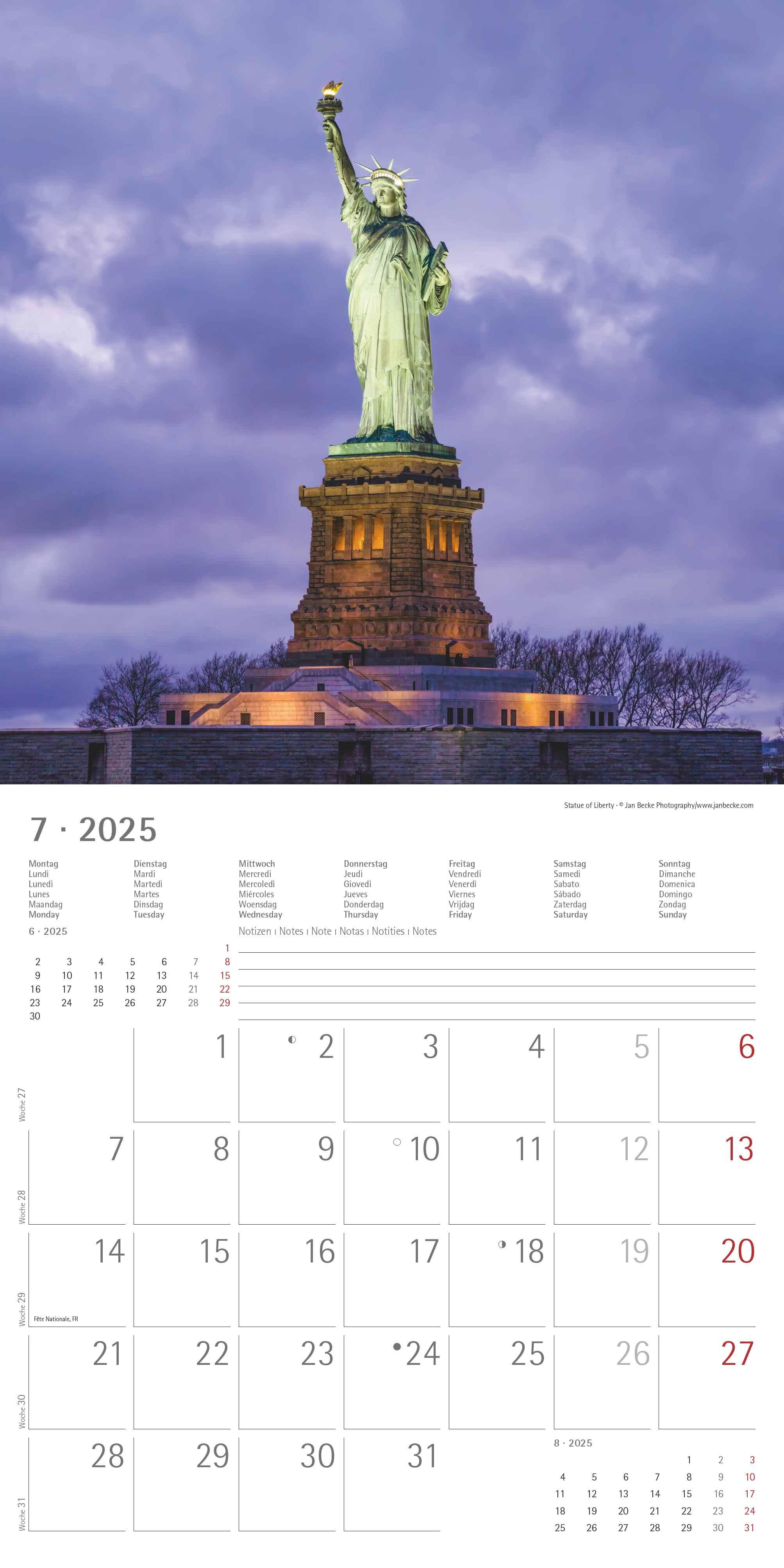 New York 2025 - Broschürenkalender 30x30 cm (30x60 geöffnet) - Kalender mit Platz für Notizen - Bildkalender - Wandplaner - Wandkalender