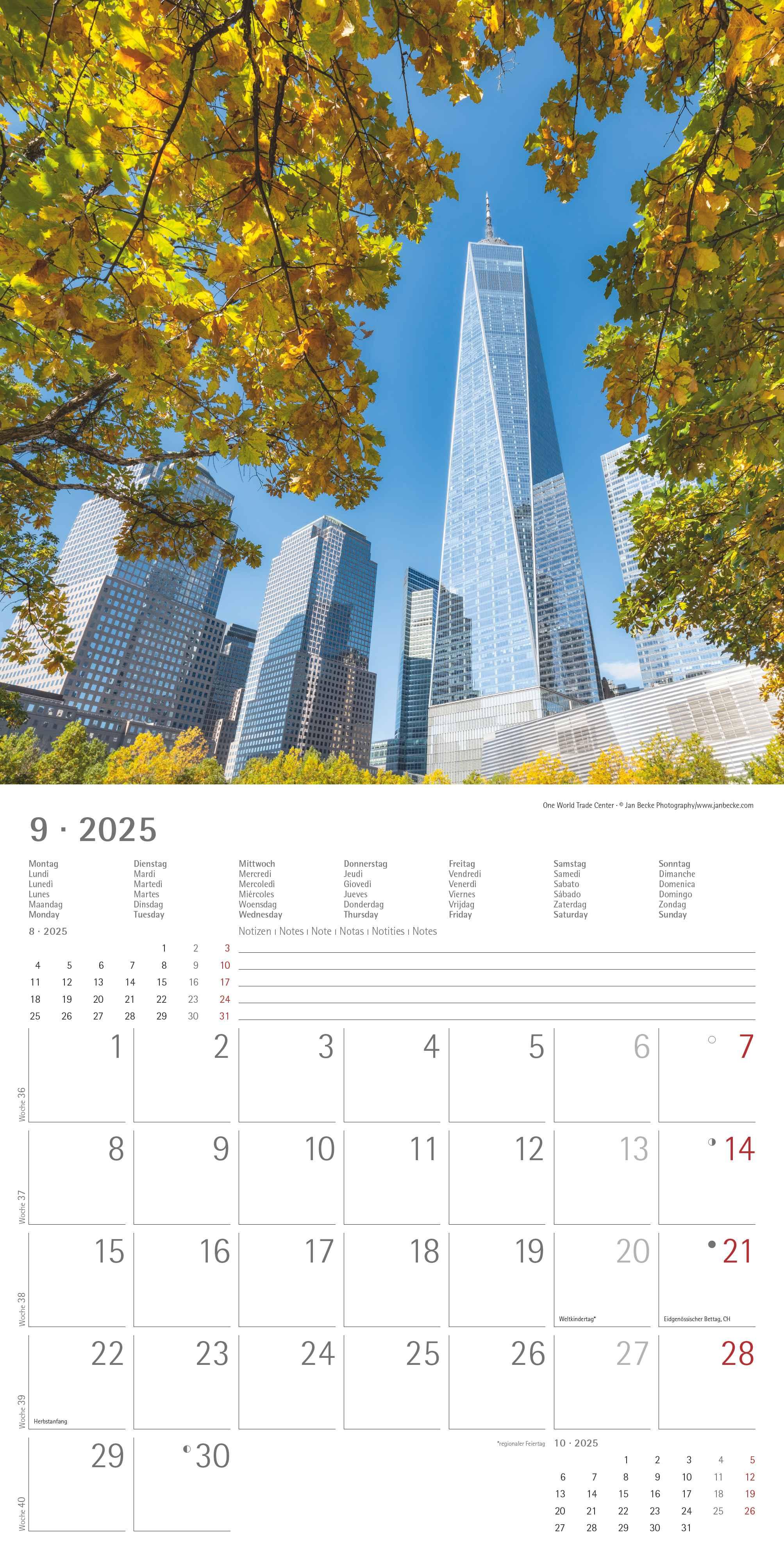 New York 2025 - Broschürenkalender 30x30 cm (30x60 geöffnet) - Kalender mit Platz für Notizen - Bildkalender - Wandplaner - Wandkalender