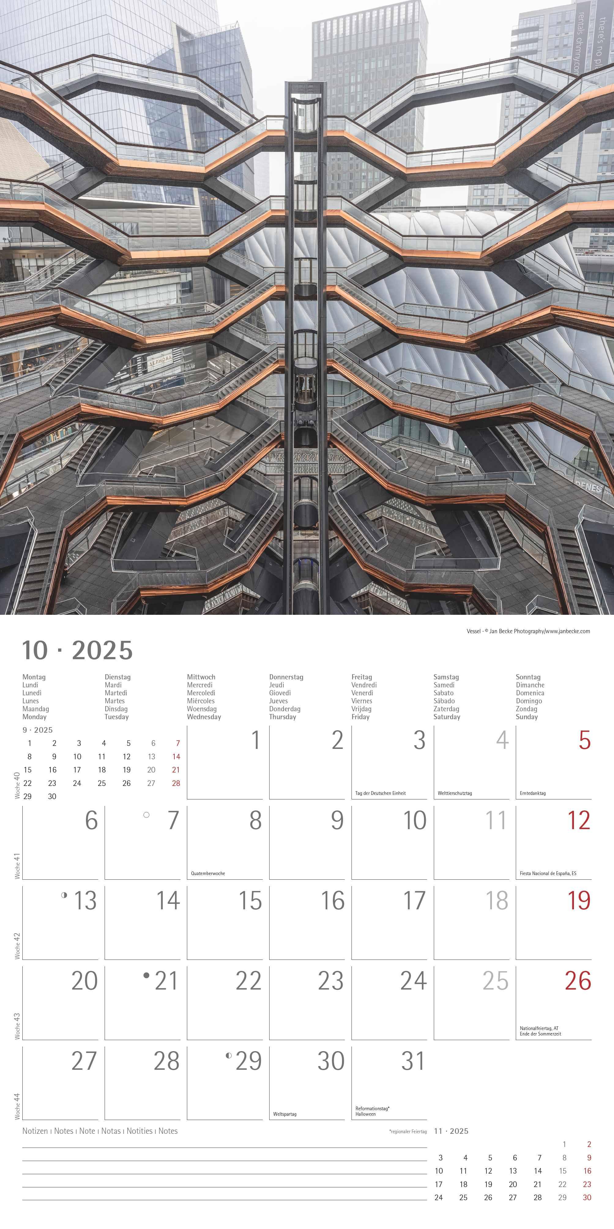 New York 2025 - Broschürenkalender 30x30 cm (30x60 geöffnet) - Kalender mit Platz für Notizen - Bildkalender - Wandplaner - Wandkalender