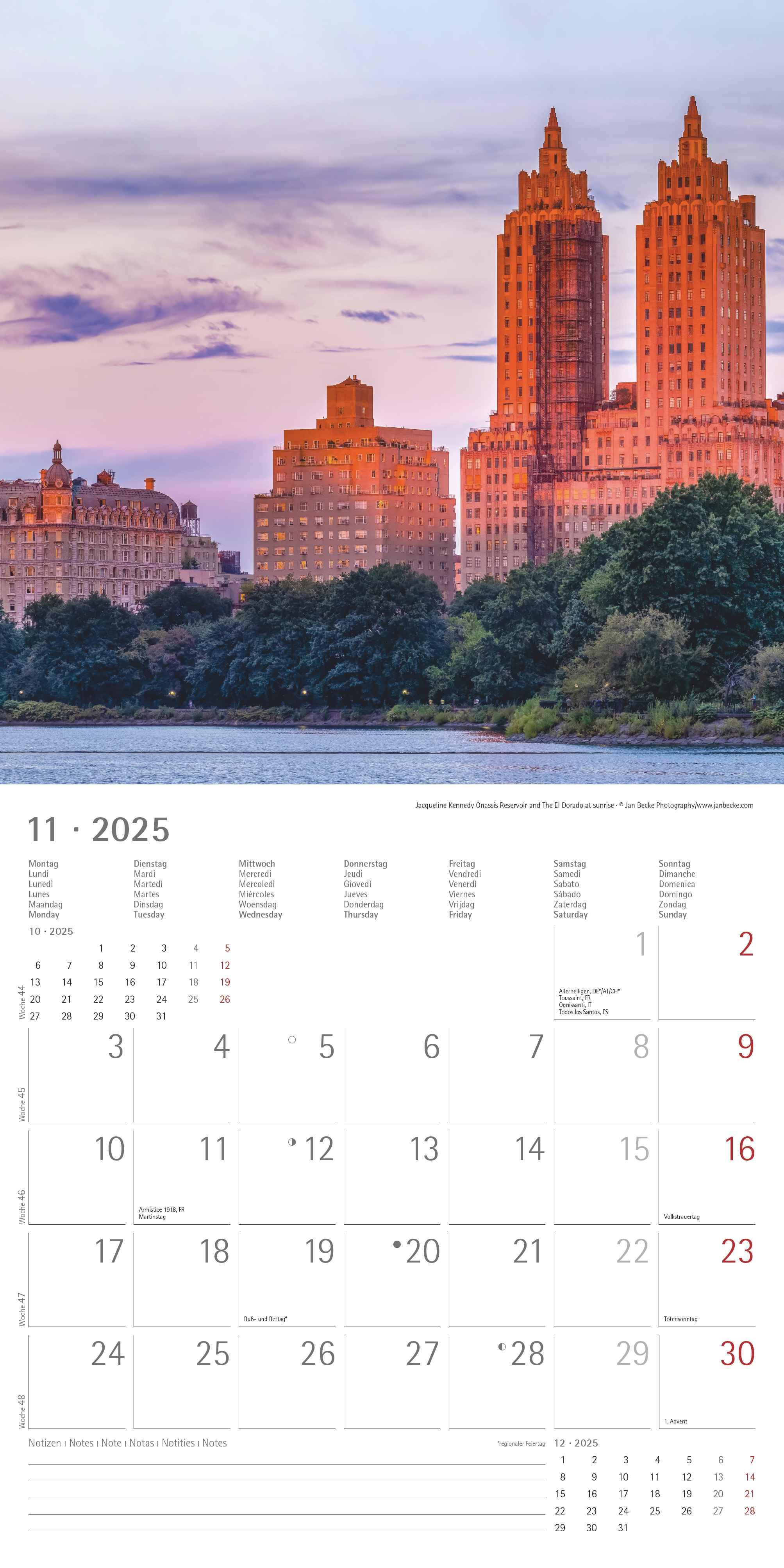 New York 2025 - Broschürenkalender 30x30 cm (30x60 geöffnet) - Kalender mit Platz für Notizen - Bildkalender - Wandplaner - Wandkalender