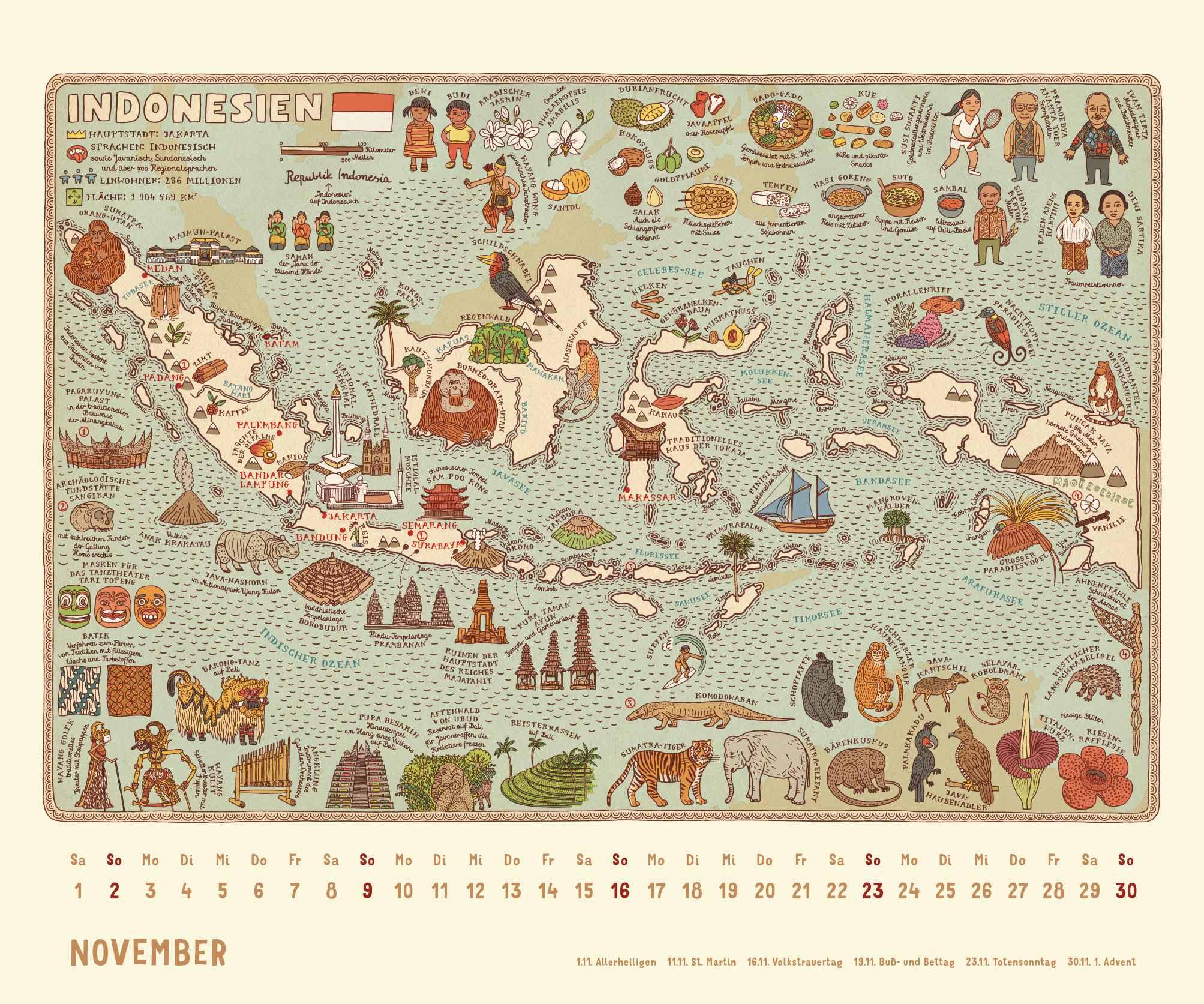 Alle Welt 2025 - Landkarten-Kalender von DUMONT- Kinder-Kalender -Querformat 60 x 50 cm