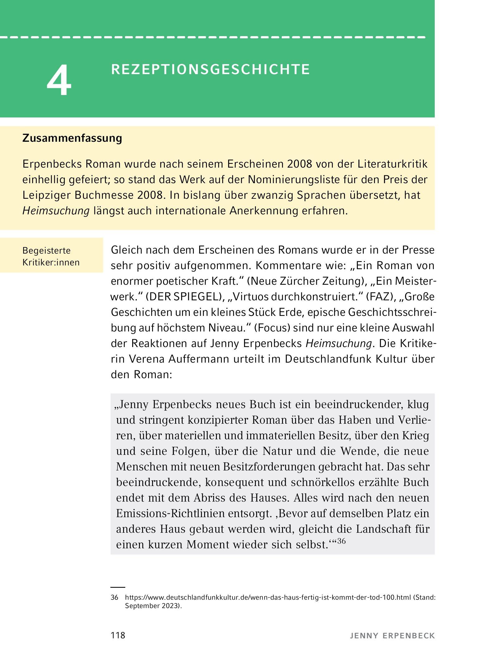 Heimsuchung von Jenny  Erpenbeck - Textanalyse und Interpretation