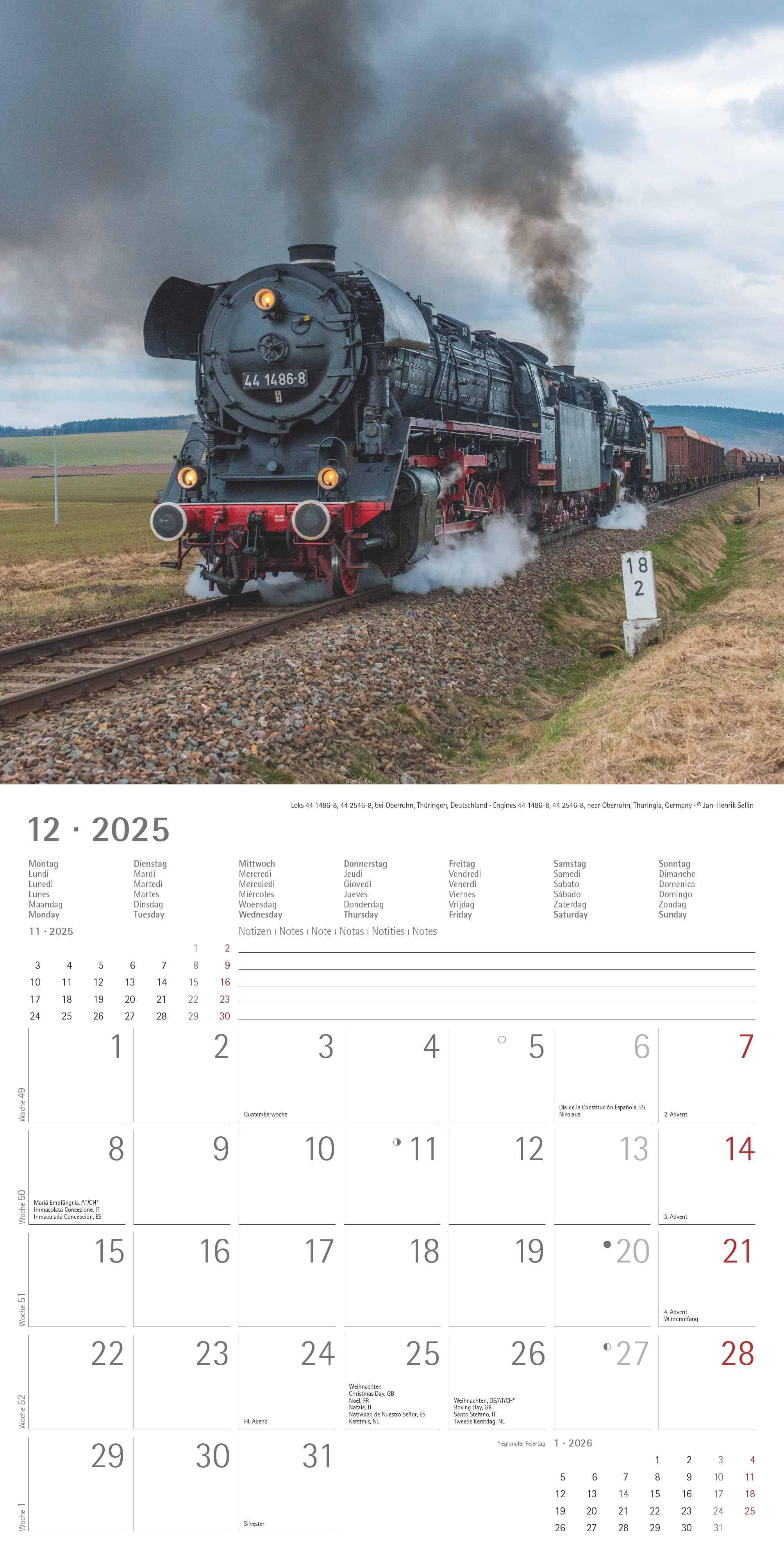 Dampfloks 2025 - Broschürenkalender 30x30 cm (30x60 geöffnet) - Kalender mit Platz für Notizen - Steam Engines - Bildkalender - Wandkalender