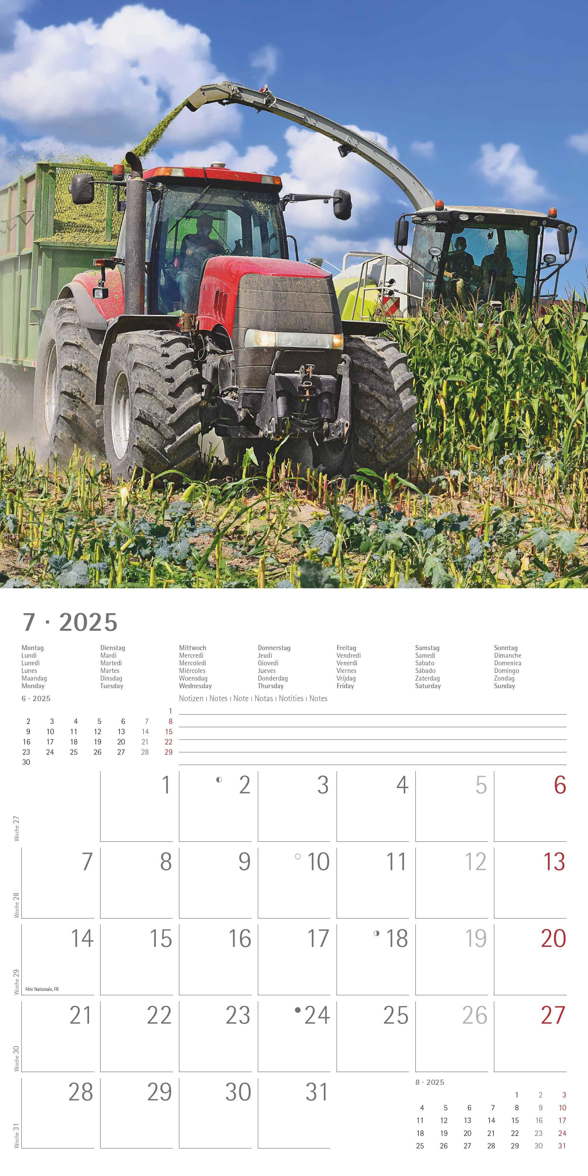 Traktoren 2025 - Broschürenkalender 30x30 cm (30x60 geöffnet) - Kalender mit Platz für Notizen - Tractors - Bildkalender - Wandplaner - Wandkalender