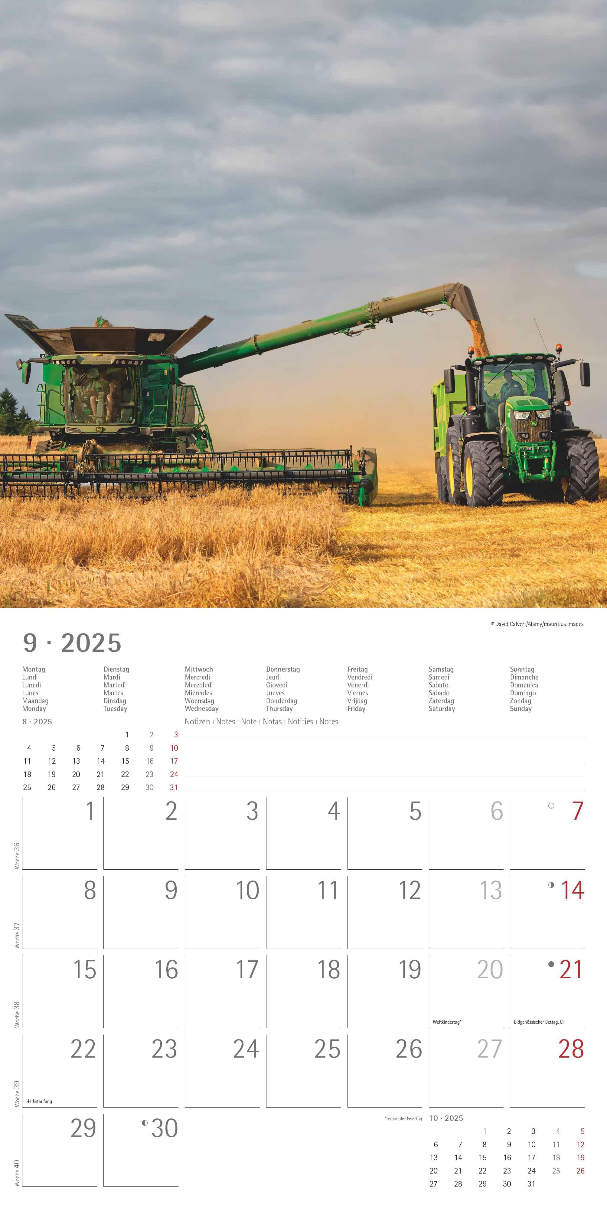 Traktoren 2025 - Broschürenkalender 30x30 cm (30x60 geöffnet) - Kalender mit Platz für Notizen - Tractors - Bildkalender - Wandplaner - Wandkalender