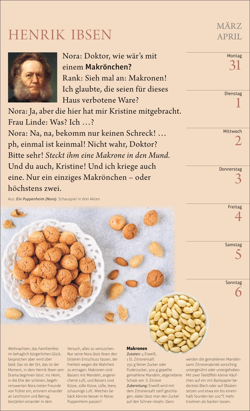 Der literarische Küchenkalender Wochenkalender 2025