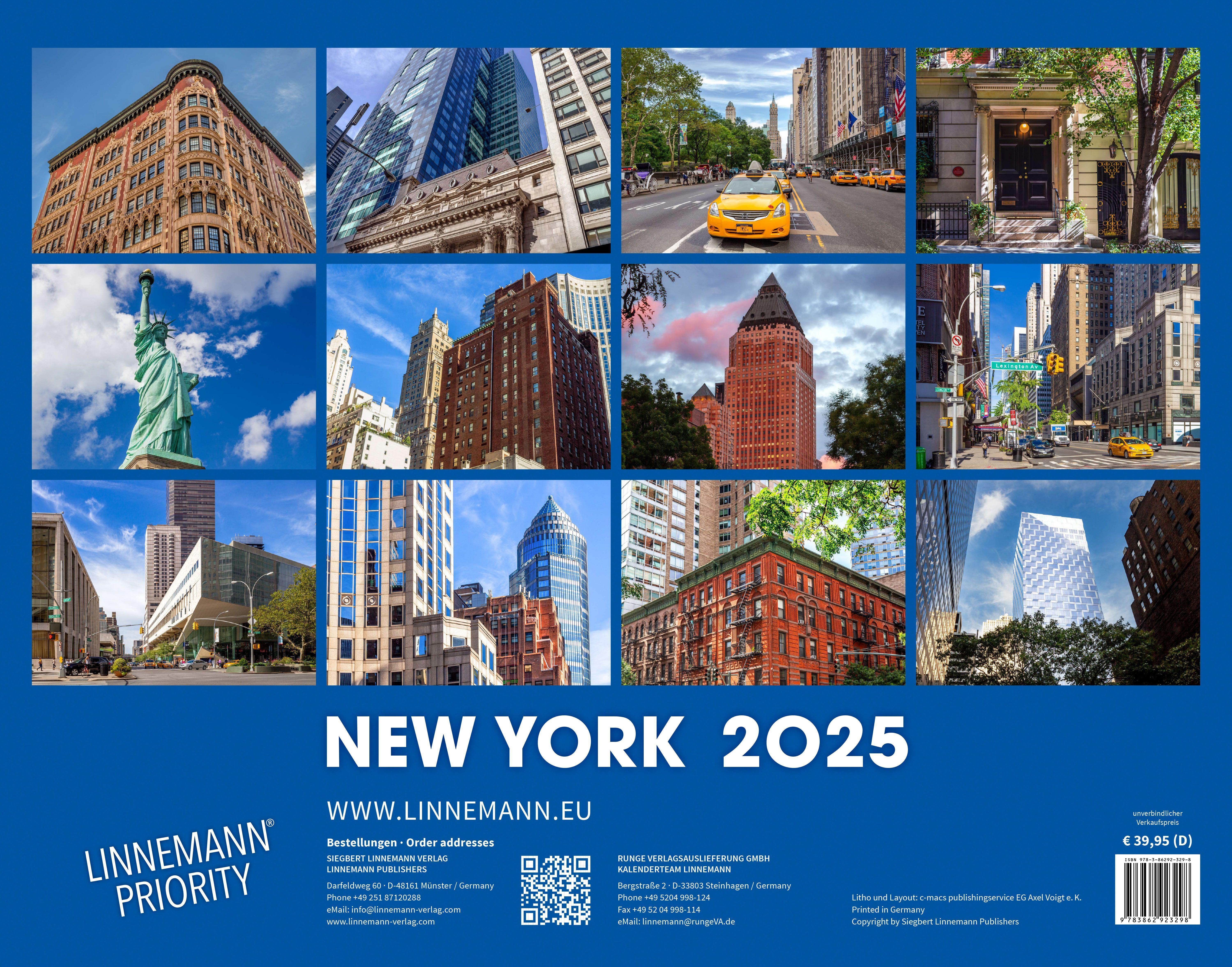 New York 2025 Großformat-Kalender 58 x 45,5 cm