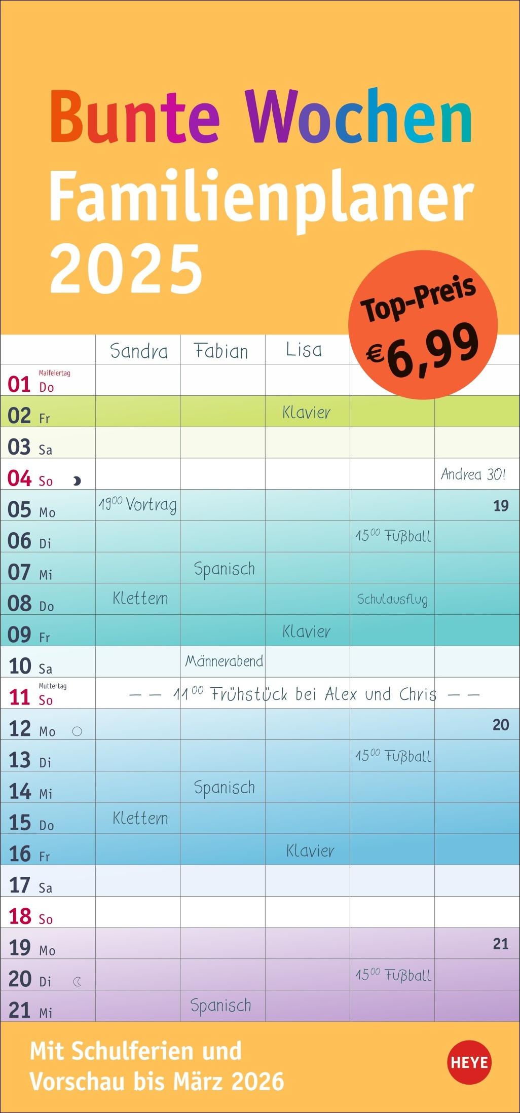Bunte Wochen Familienplaner 2025