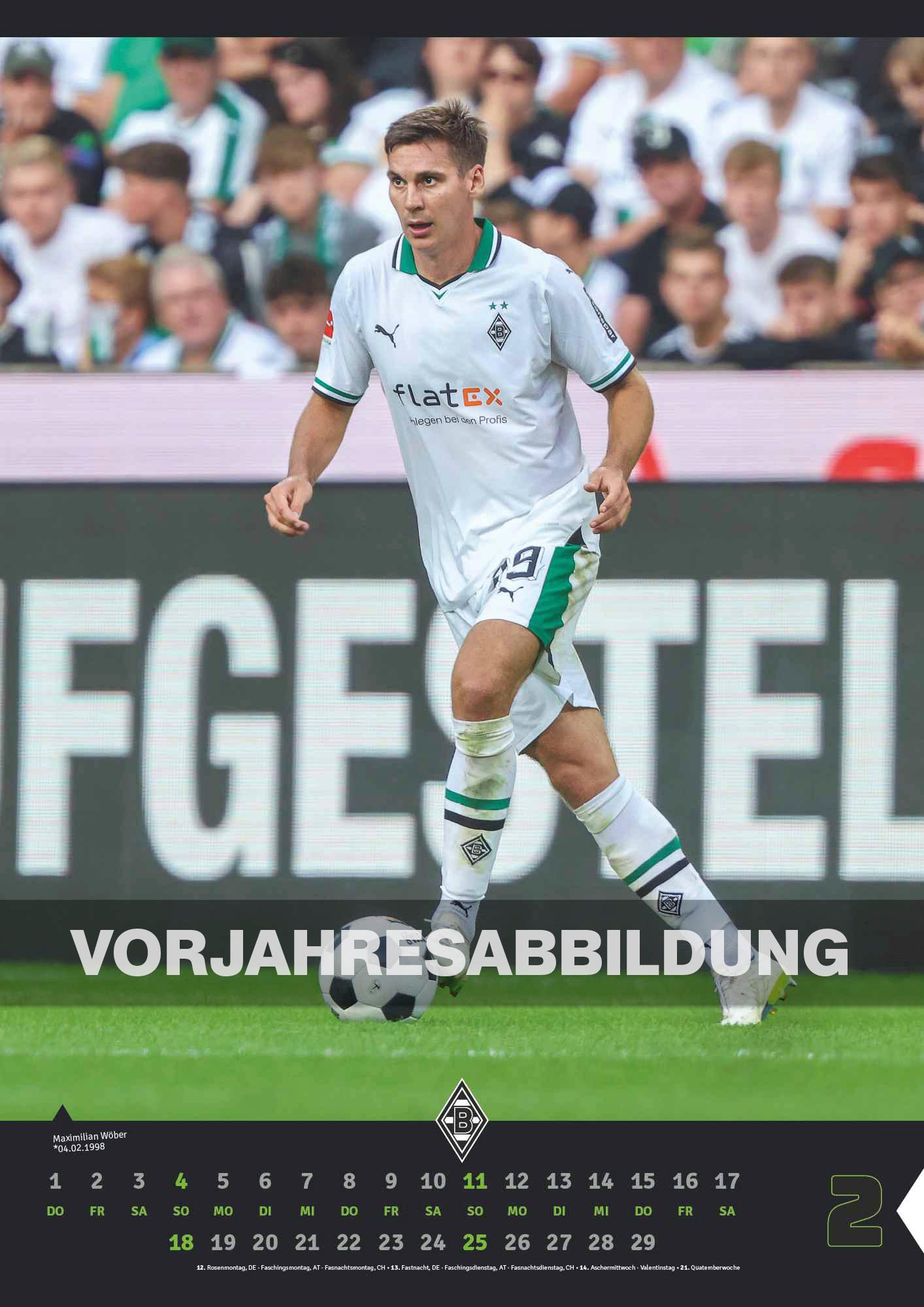 Borussia Mönchengladbach 2025 - Fußball-Kalender - Wand-Kalender - Fan-Kalender - 29,7x42 - Sport