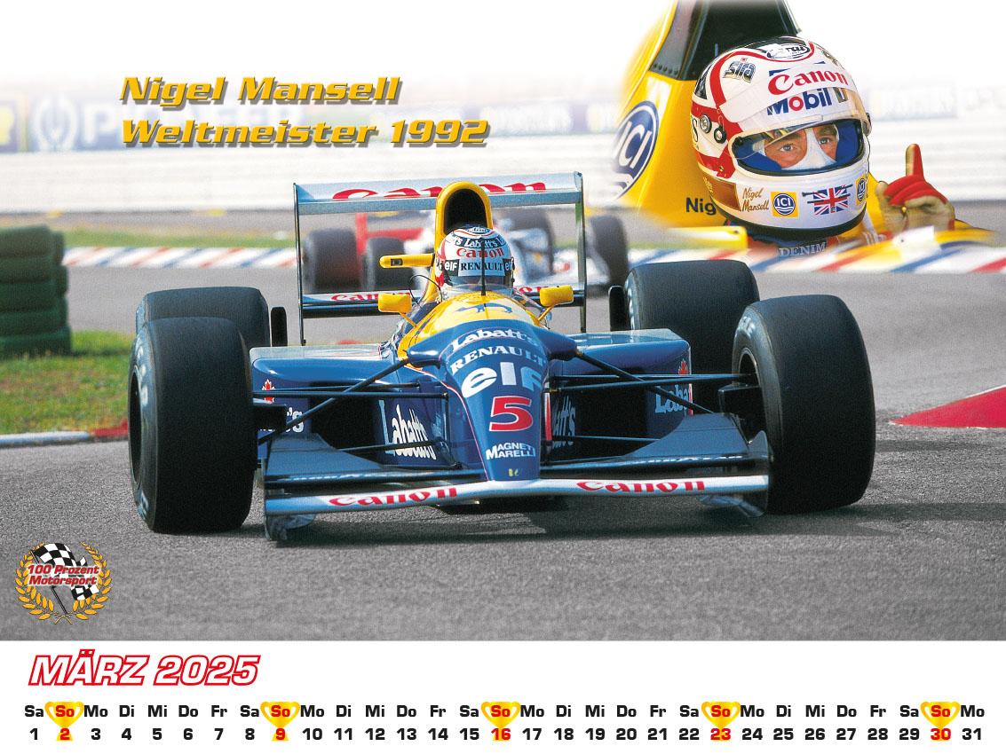 Best of F1 Weltmeister der 90iger Kalender 2025