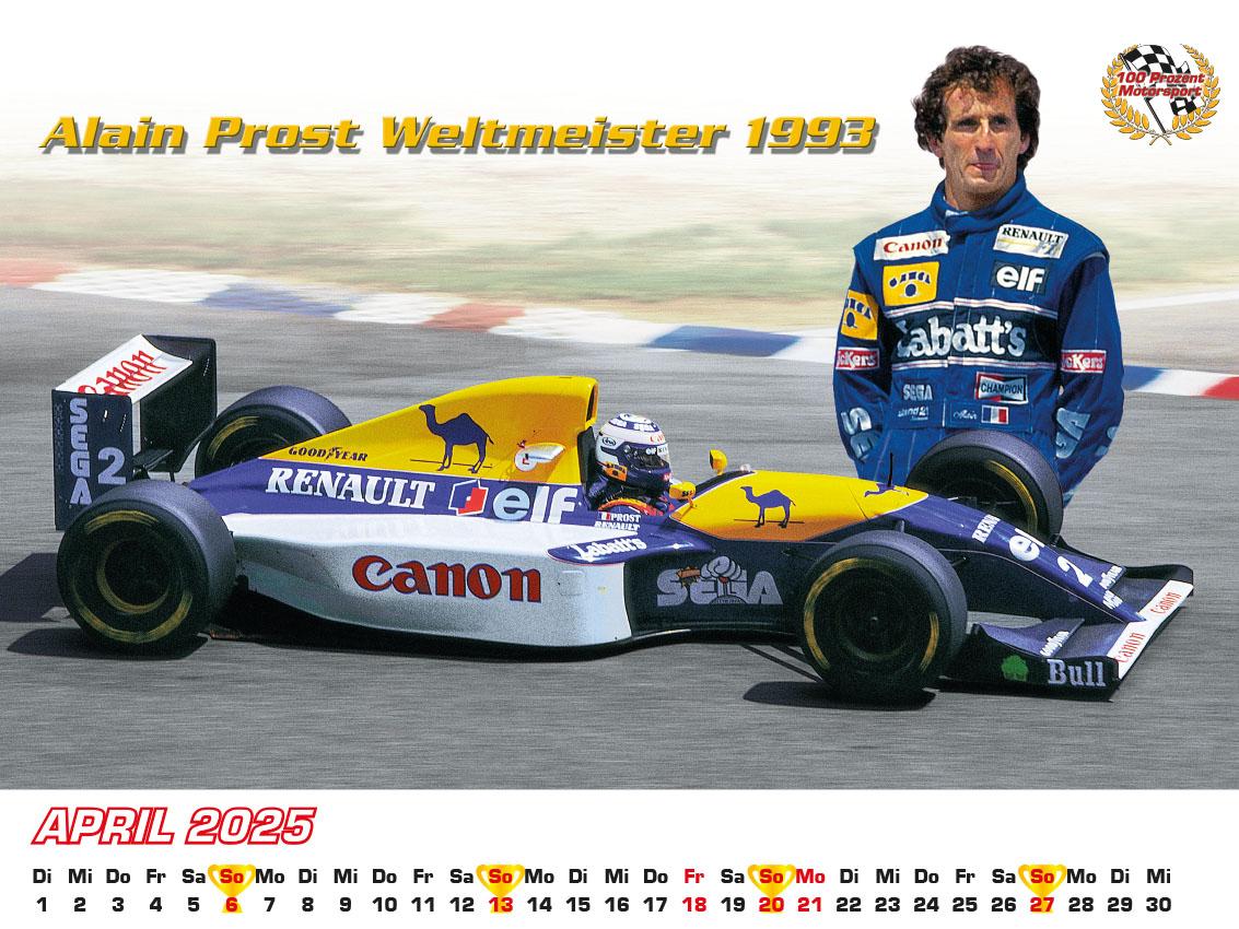 Best of F1 Weltmeister der 90iger Kalender 2025