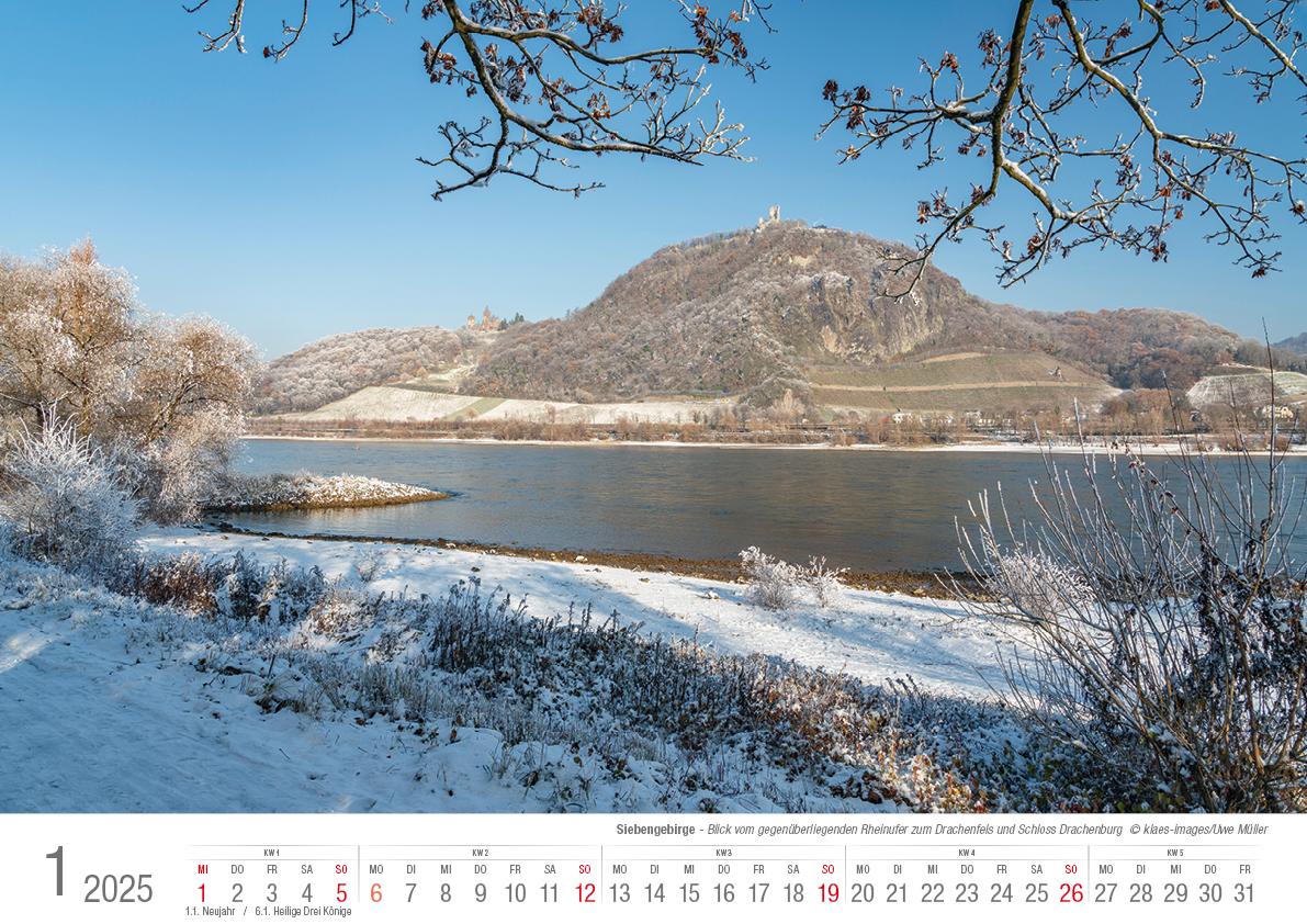 Siebengebirge 2025 Bildkalender A3 quer, spiralgebunden