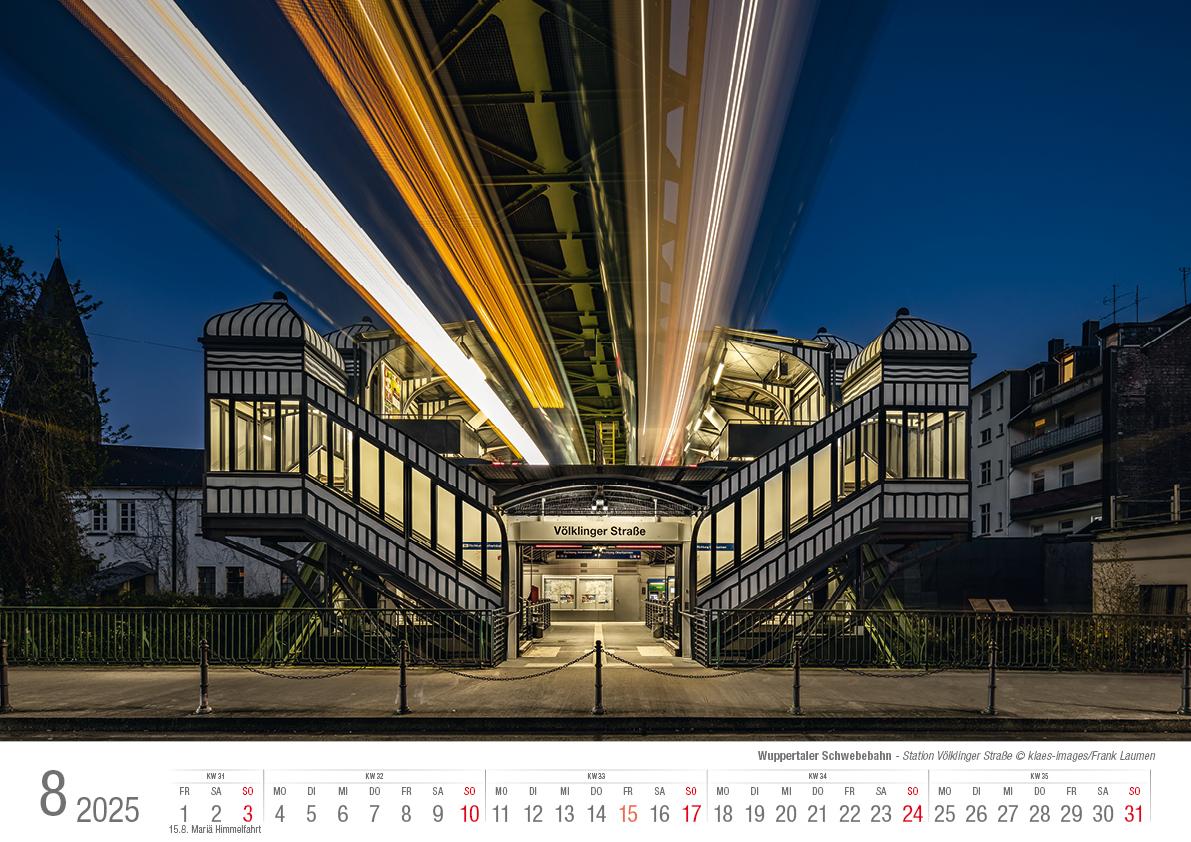 Wuppertaler Schwebebahn 2025 Bildkalender A3 Spiralbindung