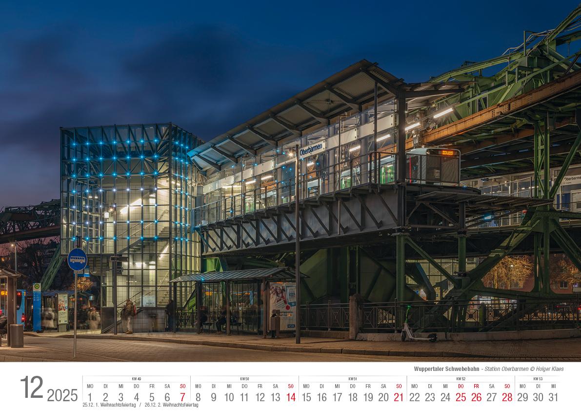 Wuppertaler Schwebebahn 2025 Bildkalender A3 Spiralbindung