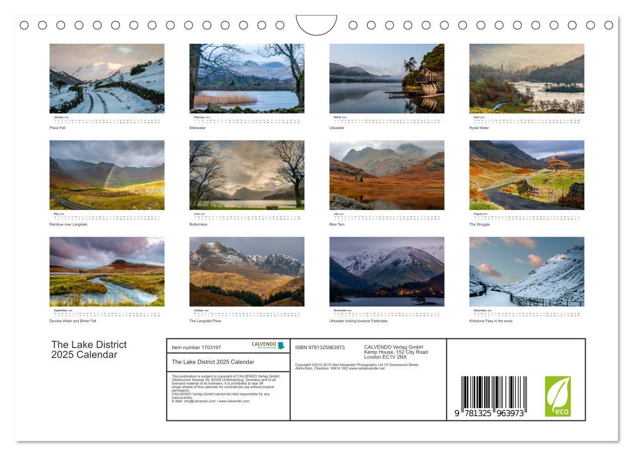 The Lake District 2025 Calendar (Wall Calendar 2025 DIN A4 landscape), CALVENDO 12 Month Wall Calendar