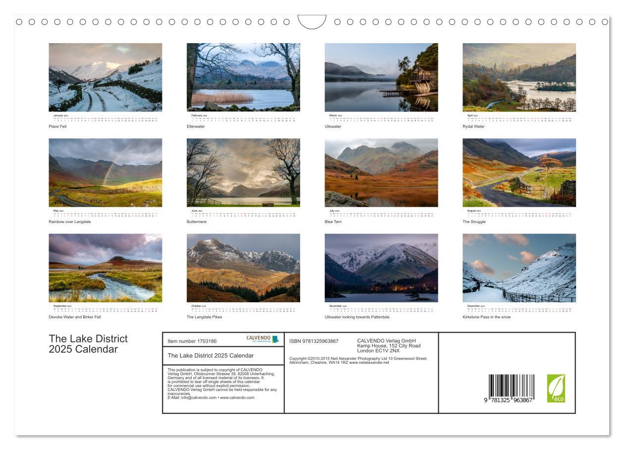 The Lake District 2025 Calendar (Wall Calendar 2025 DIN A3 landscape), CALVENDO 12 Month Wall Calendar