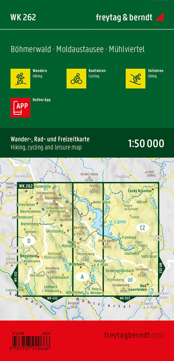 Böhmerwald, Wander-, Rad- und Freizeitkarte 1:50.000, freytag & berndt, WK 262