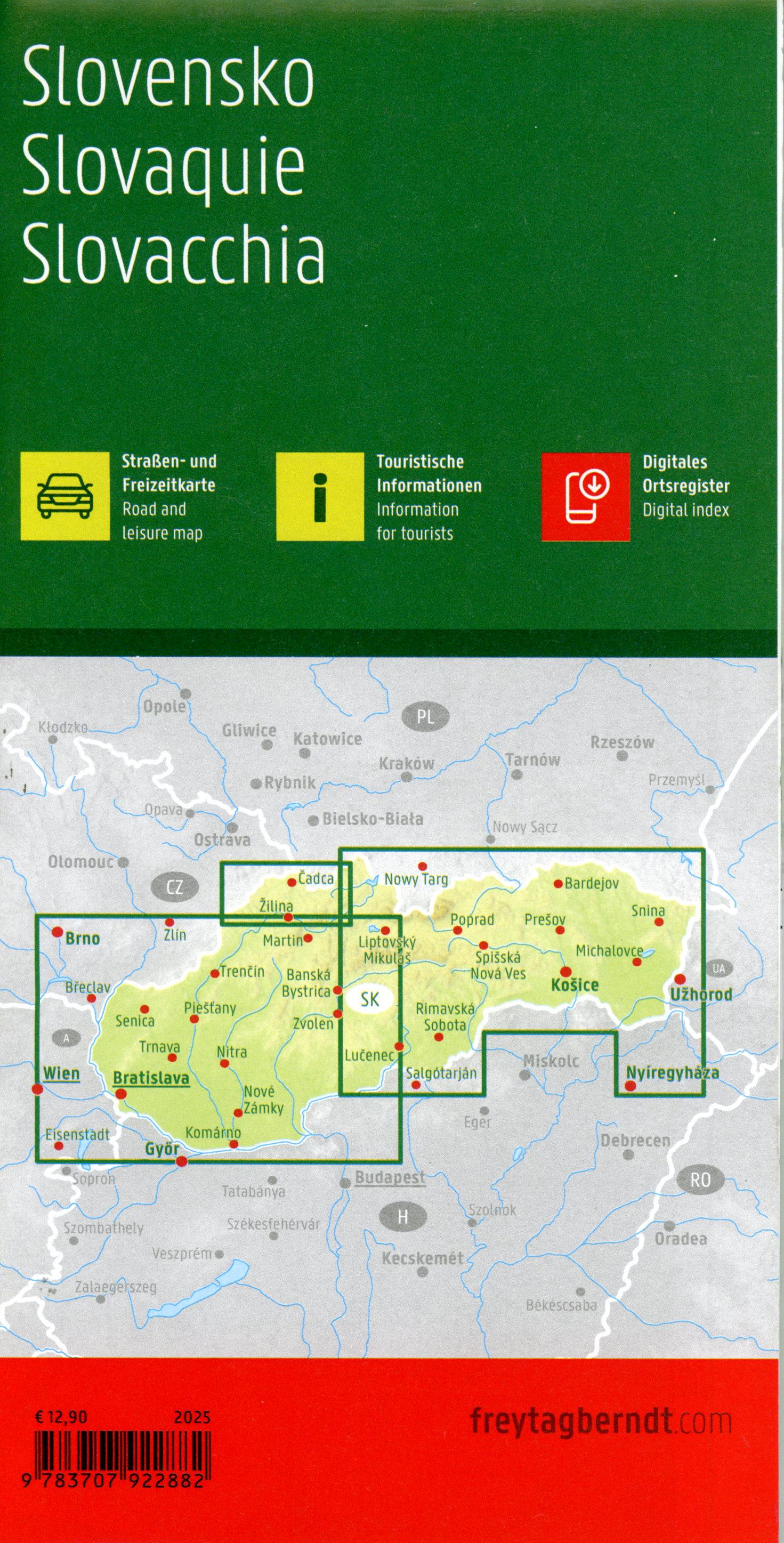 Slowakei, Straßen- und Freizeitkarte 1:200.000, freytag & berndt